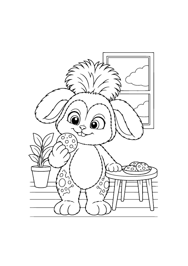 Desenho para colorir do Beni comendo um biscoito